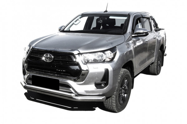 Защита переднего бампера d76+d57 двойная Toyota Hilux (2020)