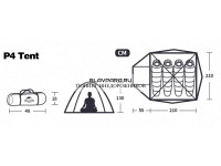 Палатка Naturehike P-Series 4-местная, алюминиевый каркас, голубая