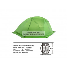Палатка Naturehike Star-river Si 2-местная, алюминиевый каркас, сверхлегкая, снежная юбка, зеленый