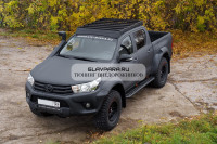 Пороги силовые STC для Toyota Hilux 2015+ цельная ступень